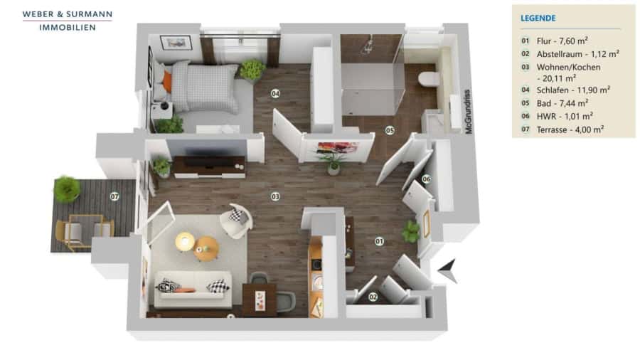 Grundriss 2-Zimmer Wohnung