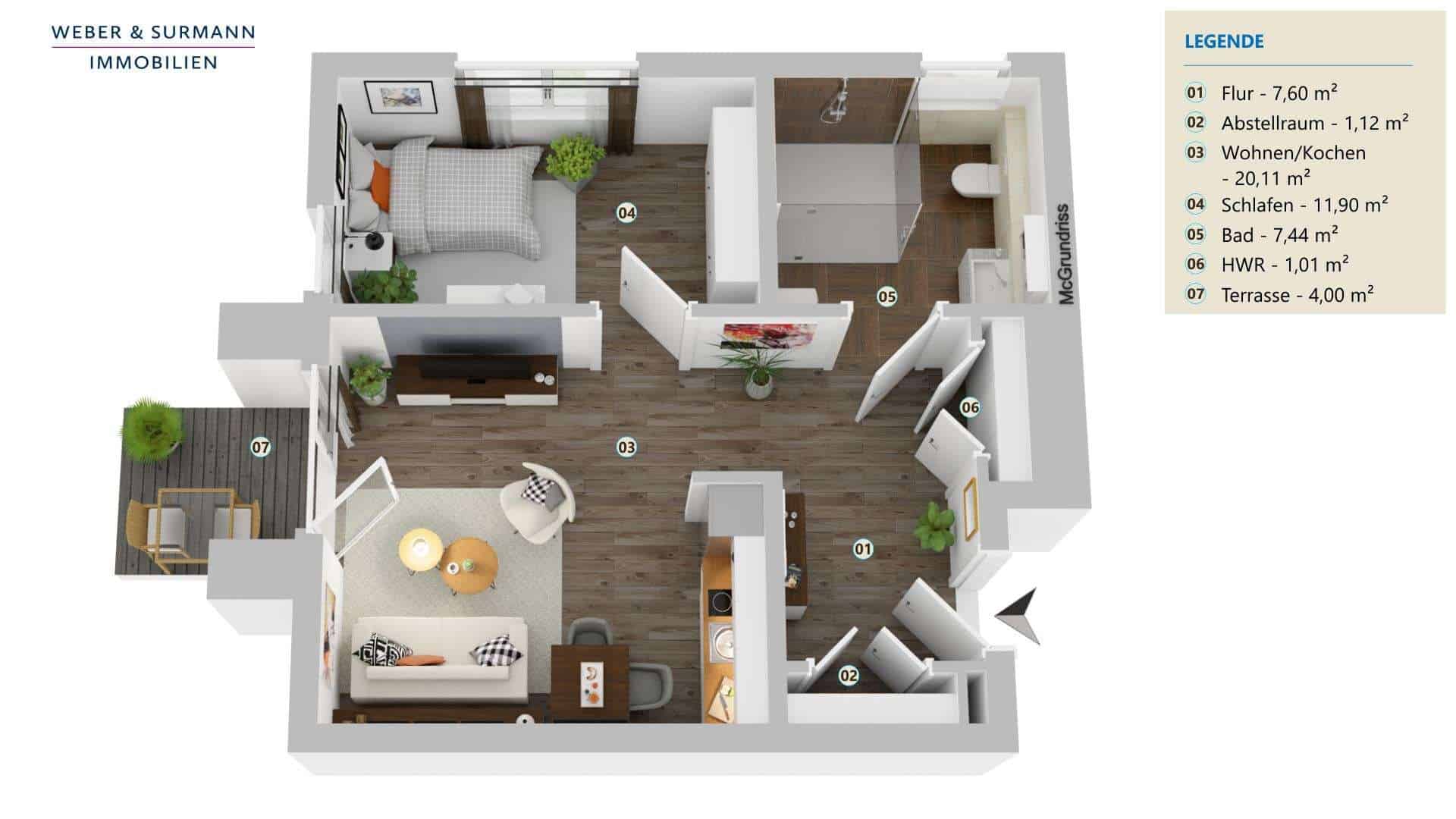 Grundriss 2-Zimmer Wohnung